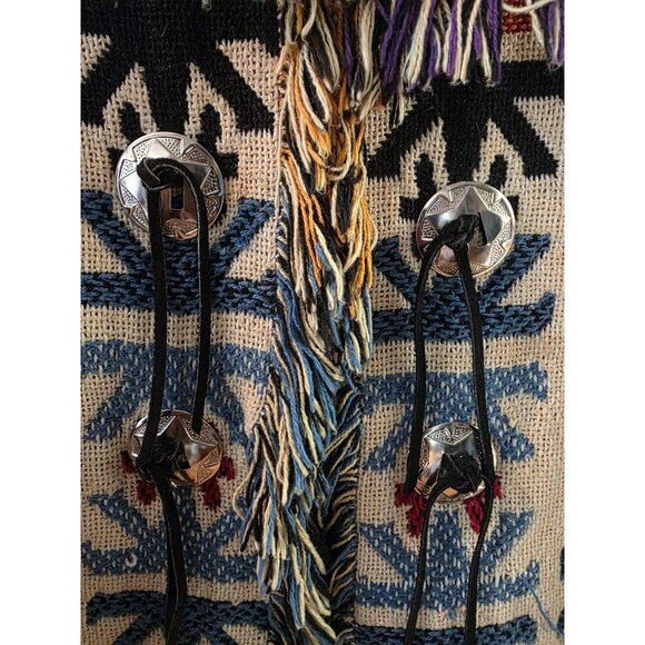 Every Stitch Counts Texas Southwest Style Tapestry Vest With Fringe - Picture 3 of 7